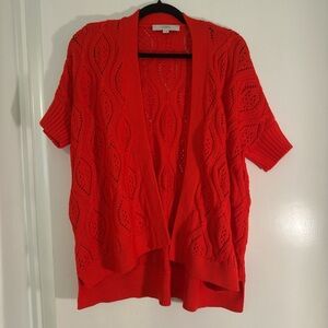 LOFT Vibrant Red Open-Knit Cardigan